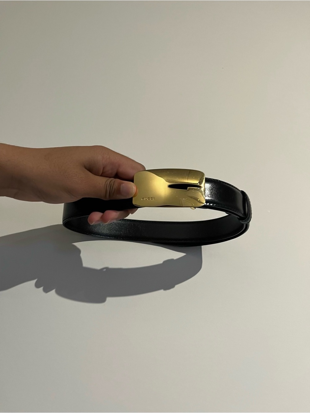 Gucci Black Leather Belt with Gold Buckle